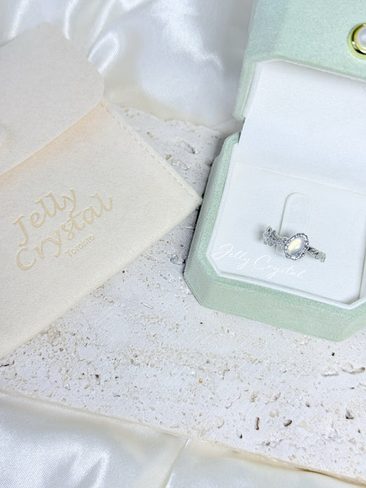 Luna Mist Ring — Natural White Onyx in Sterling Silver