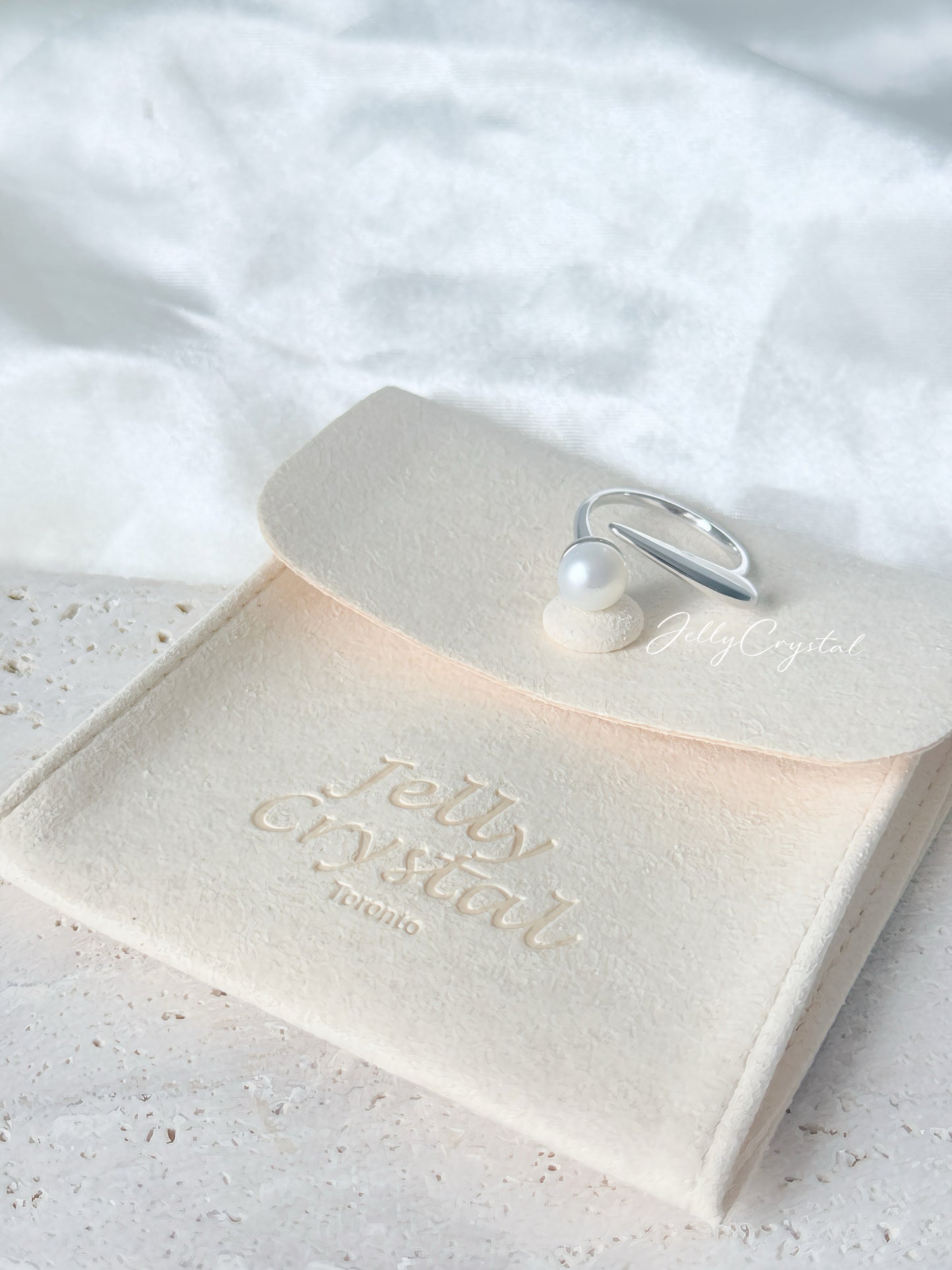 Geometric Freshwater Pearl Sterling Silver Ring