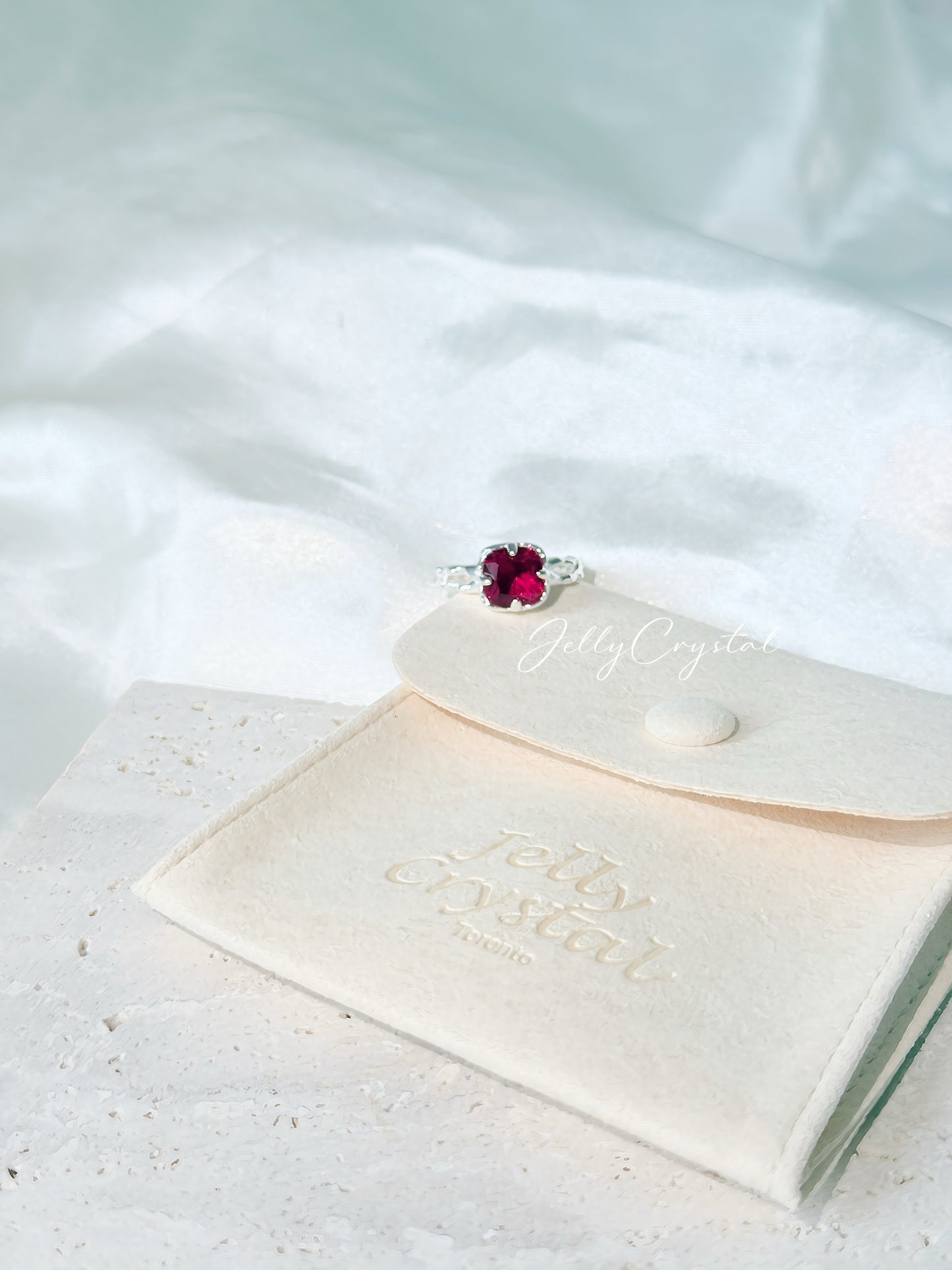 Red Cubic Zirconia Sterling Silver Ring