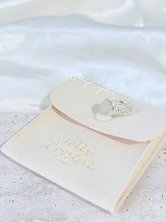 White Agate Pave Band Sterling Silver Ring