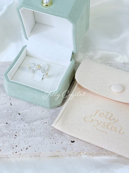 Floral Zircon Eternity Silver Ring