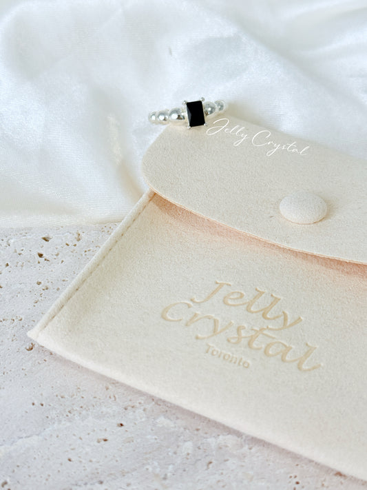 Black Zircon Textured Halo Silver Ring