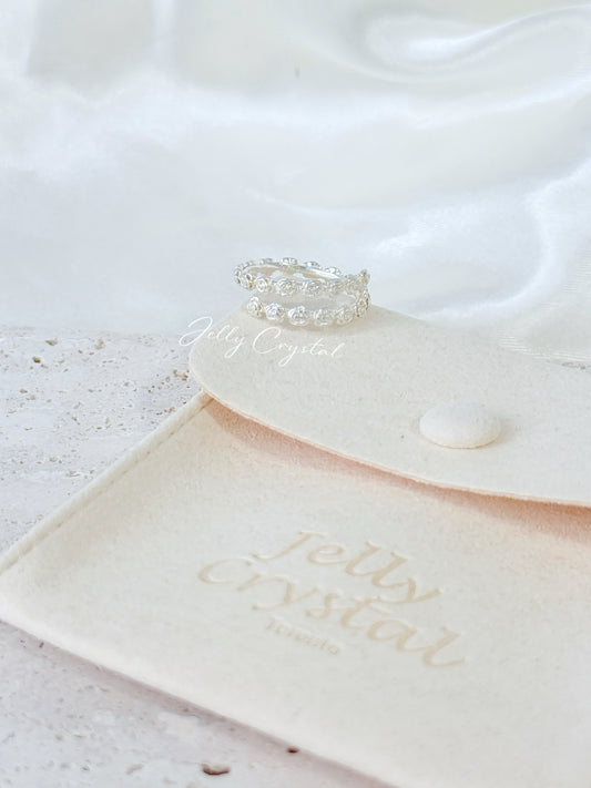 Double Row Rose Silver Ring