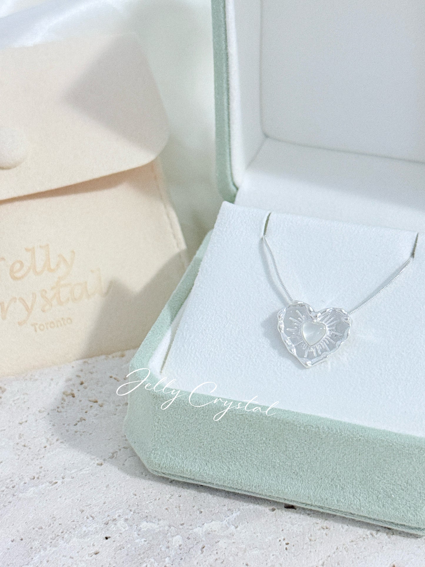 White Agate Firework Heart Necklace