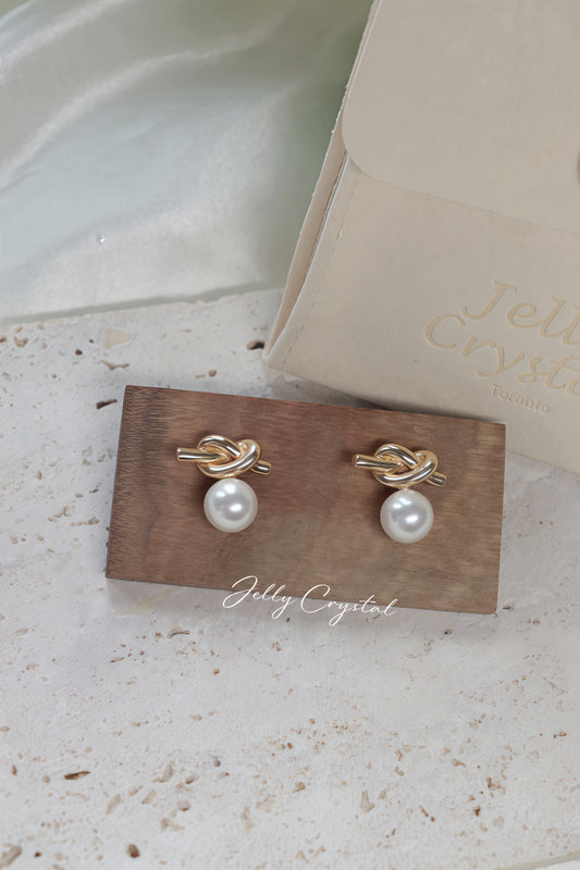 Knot Swarovski Pearl in Sterling Silver(18k Gold-Plated)-2 colors