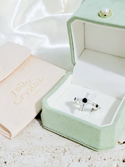Quadstar Noir Ring in Sterling Silver
