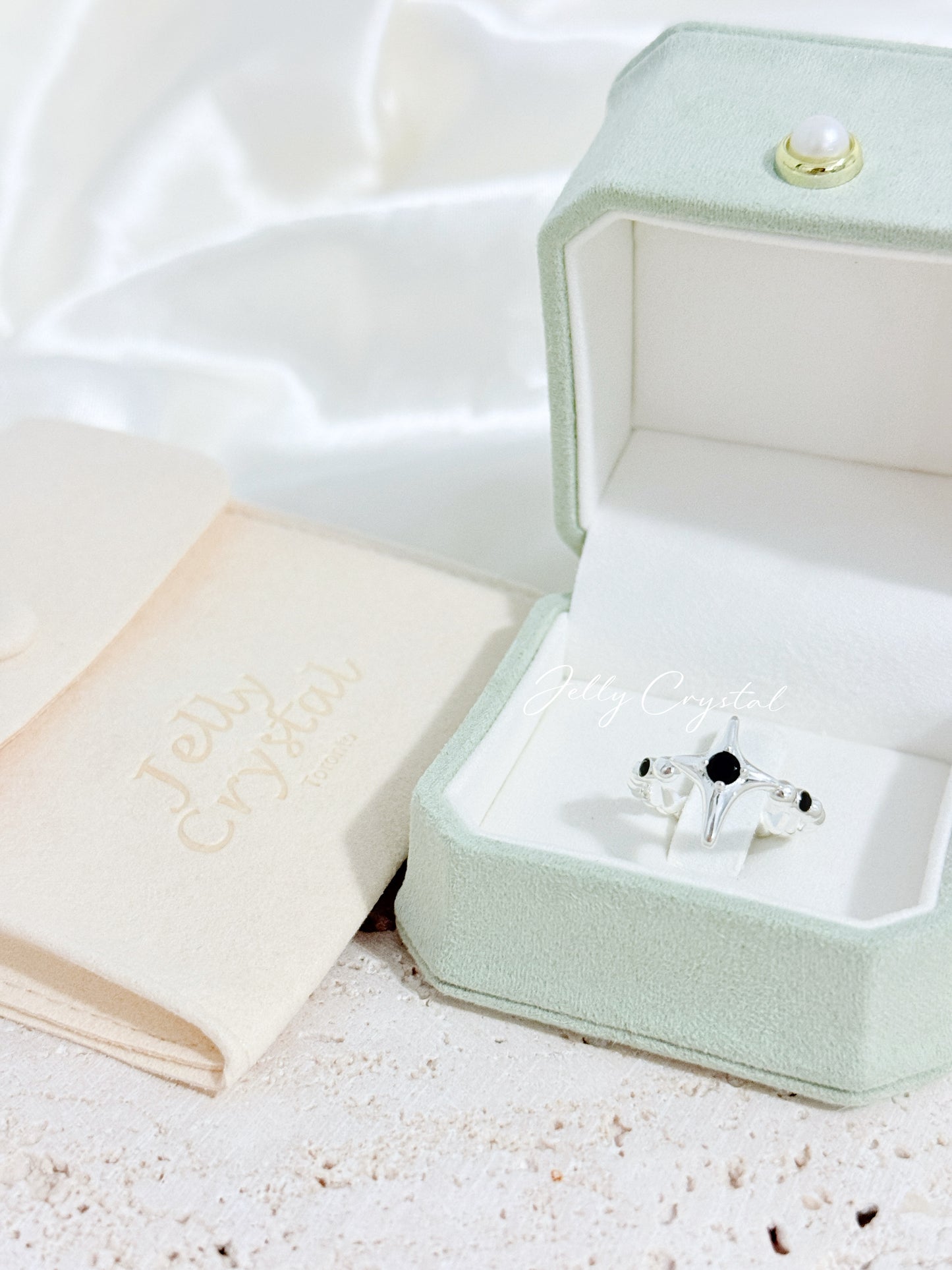 Quadstar Noir Ring in Sterling Silver