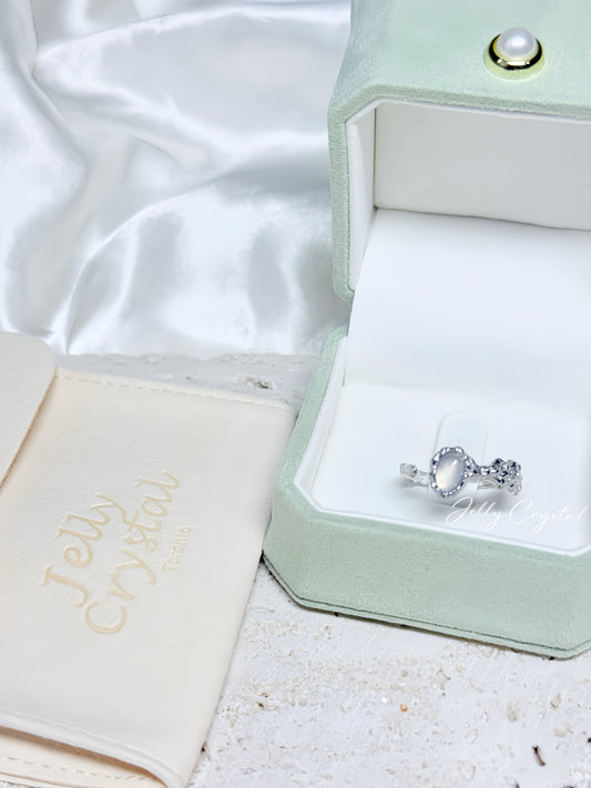 Luna Mist Ring — Natural White Onyx in Sterling Silver