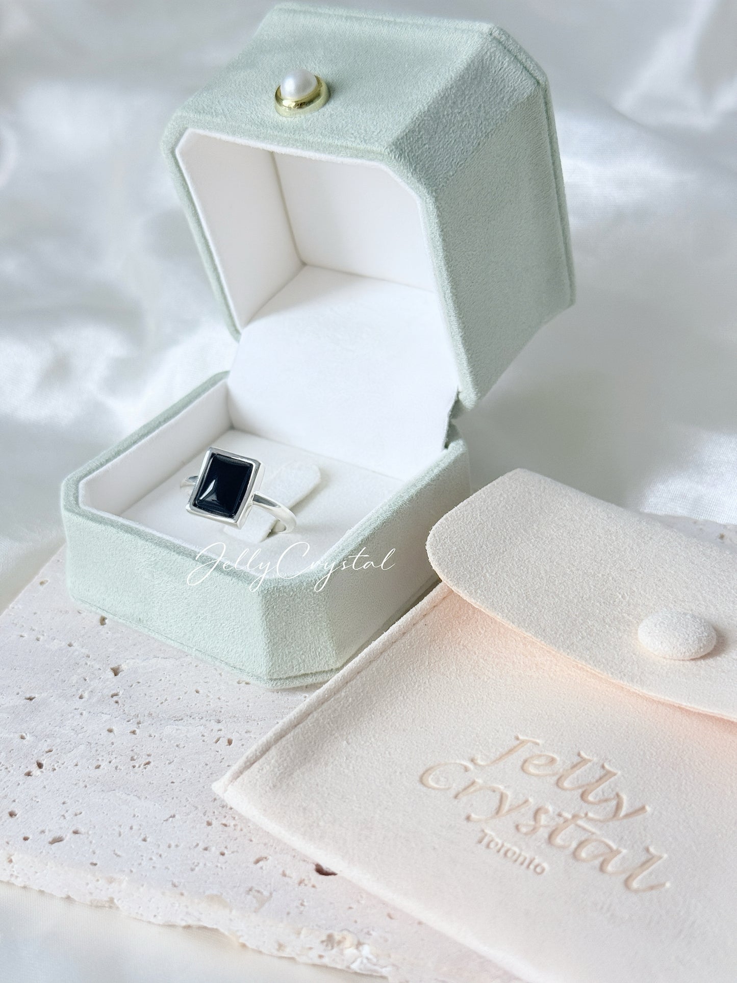 Square Black Onyx Sterling Silver Ring