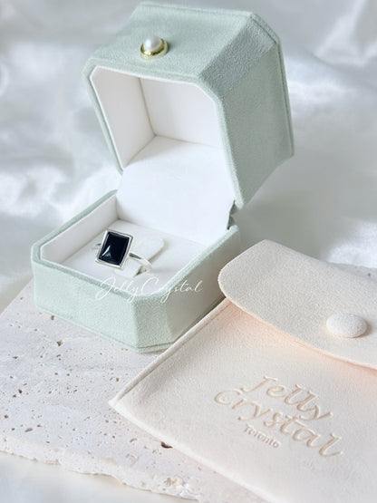Square Black Onyx Sterling Silver Ring