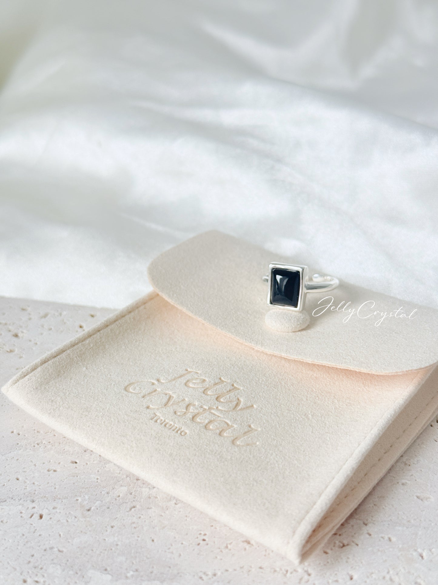 Square Black Onyx Sterling Silver Ring