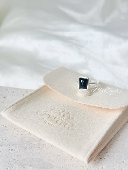 Square Black Onyx Sterling Silver Ring