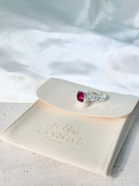 Red Cubic Zirconia Sterling Silver Ring