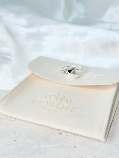 Envelope Heart Sterling Silver Ring