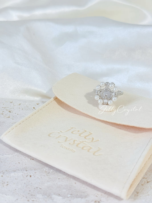 Pearl Halo Sterling Silver Ring