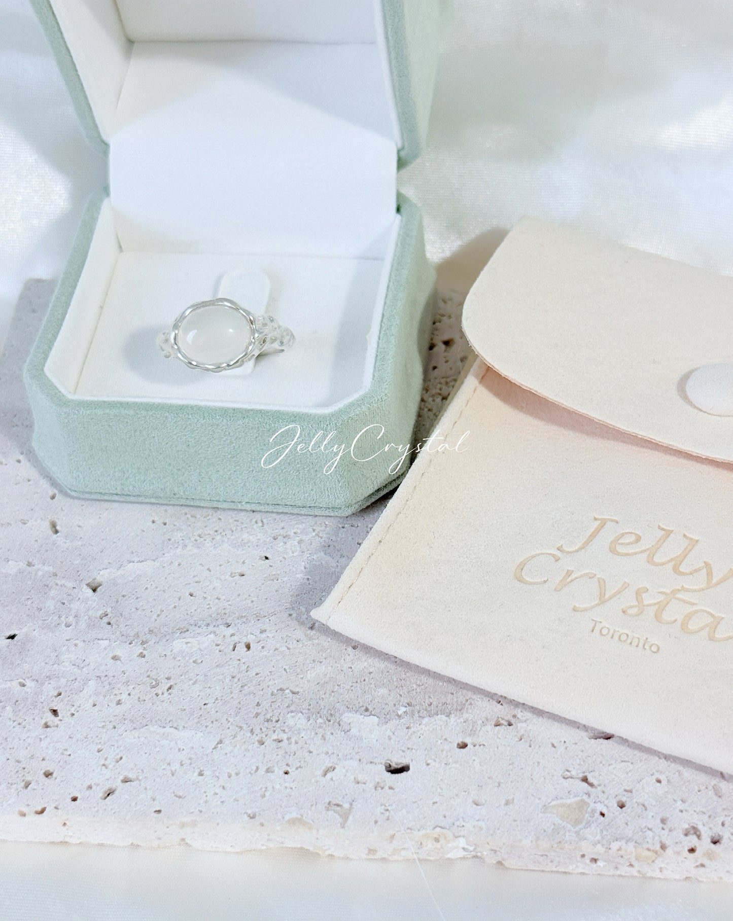 White Agate Pave Band Sterling Silver Ring