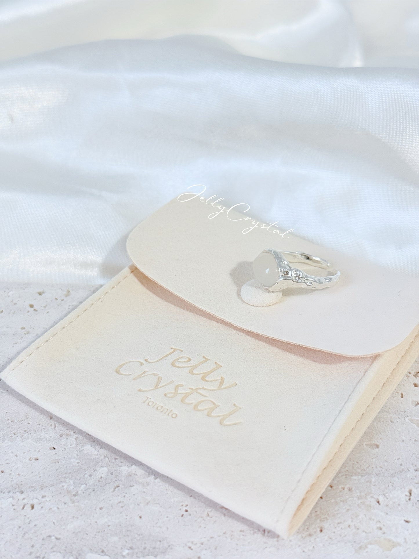 White Agate Pave Band Sterling Silver Ring