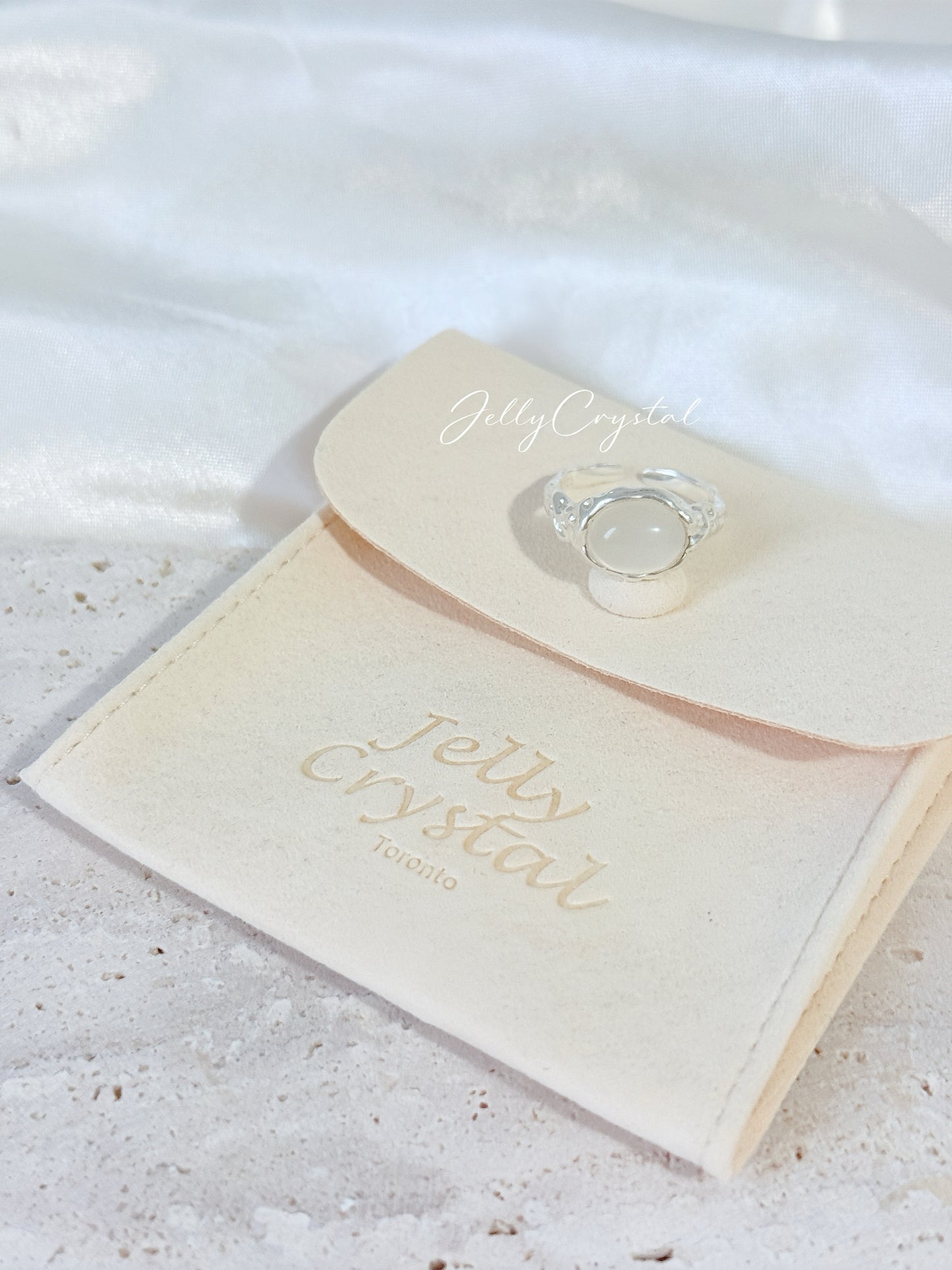 White Agate Pave Band Sterling Silver Ring