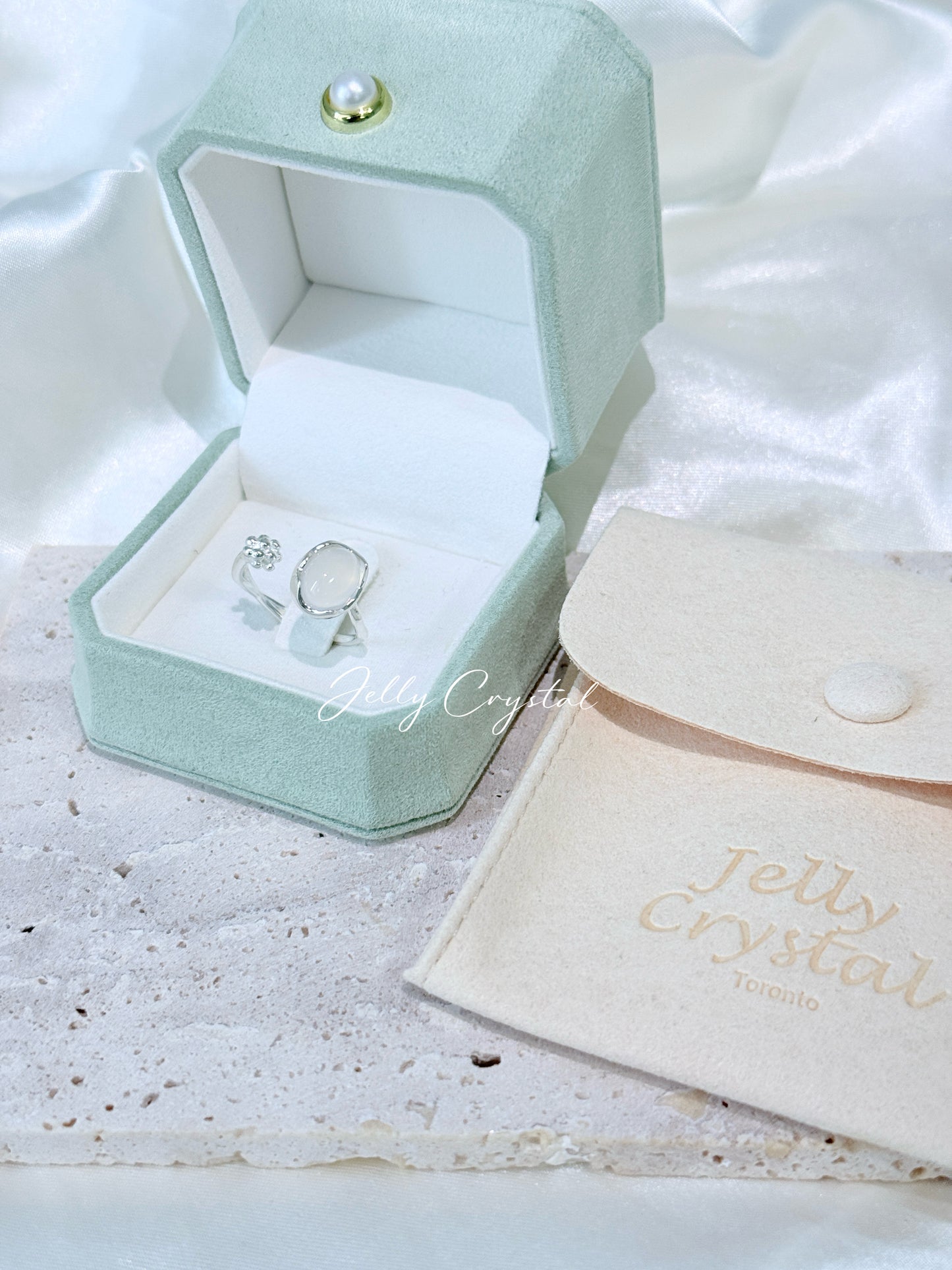 Lunar White Agate Sterling Silver Ring