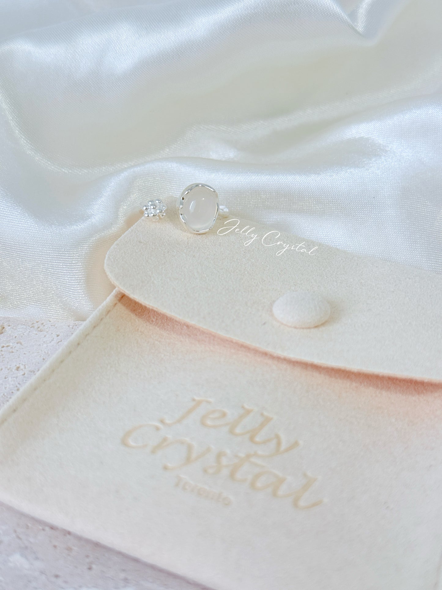 Lunar White Agate Sterling Silver Ring
