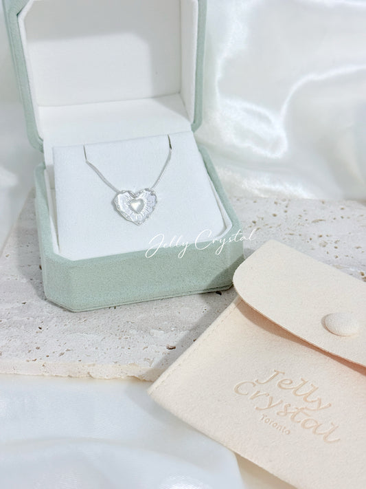 White Agate Firework Heart Necklace