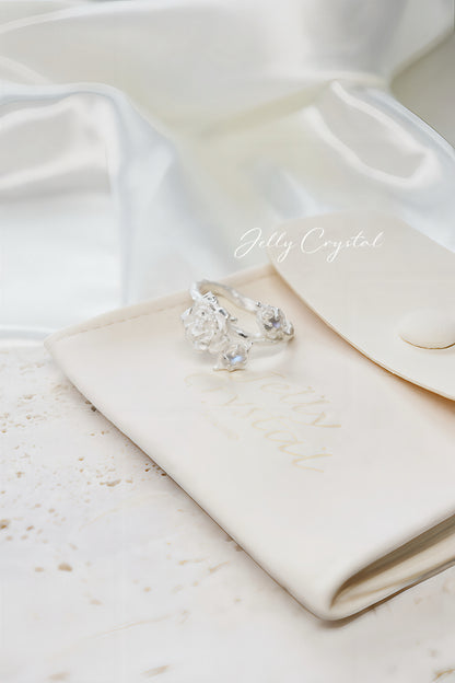 White Rose Moonstone Silver Ring