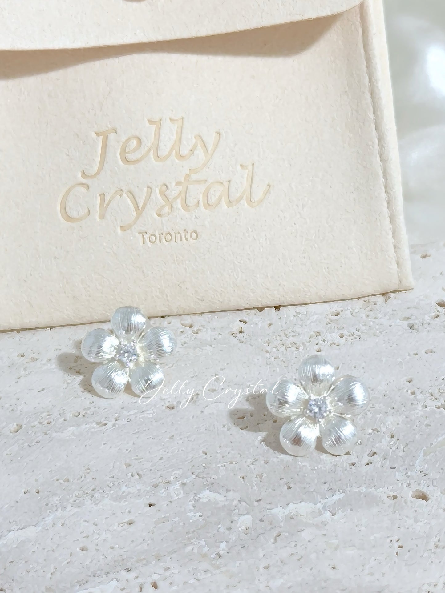 Soft Brushed Silver Flower Studs