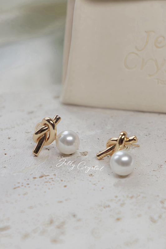 Knot Swarovski Pearl in Sterling Silver(18k Gold-Plated)-2 colors