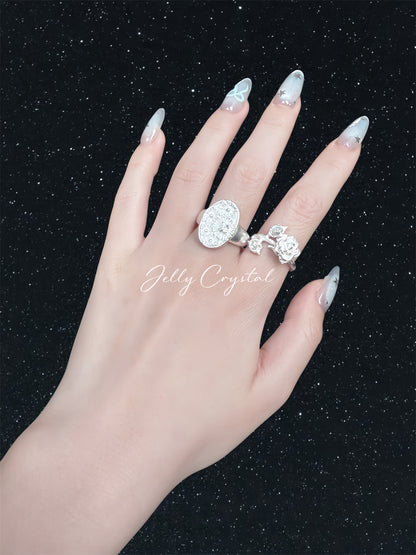 White Rose Moonstone Silver Ring