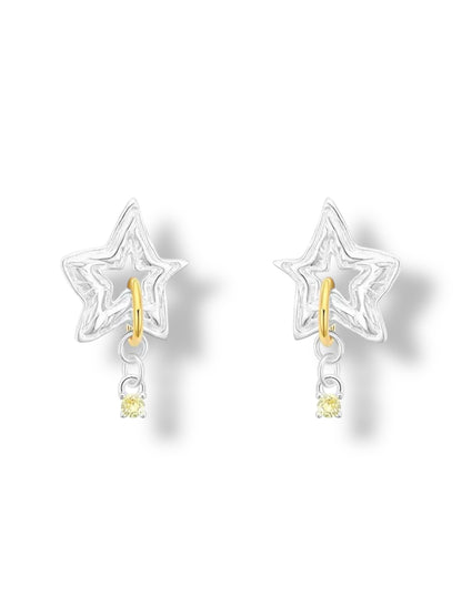Star Symphony Silver Drop Earrings
