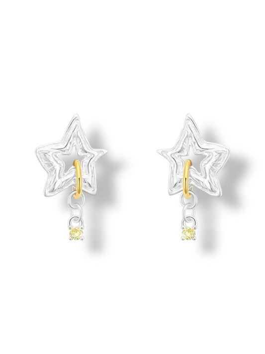 Star Symphony Silver Drop Earrings