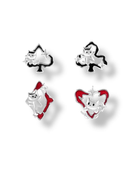 Lucky Suit Kitty Card Stud (Single ONE)